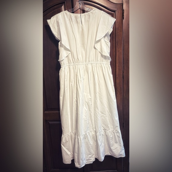 ME by JENNIE GARTH. Poplin flutter sleeve tiered maxi dress WHITE plus sized 1x - Picture 2 of 5